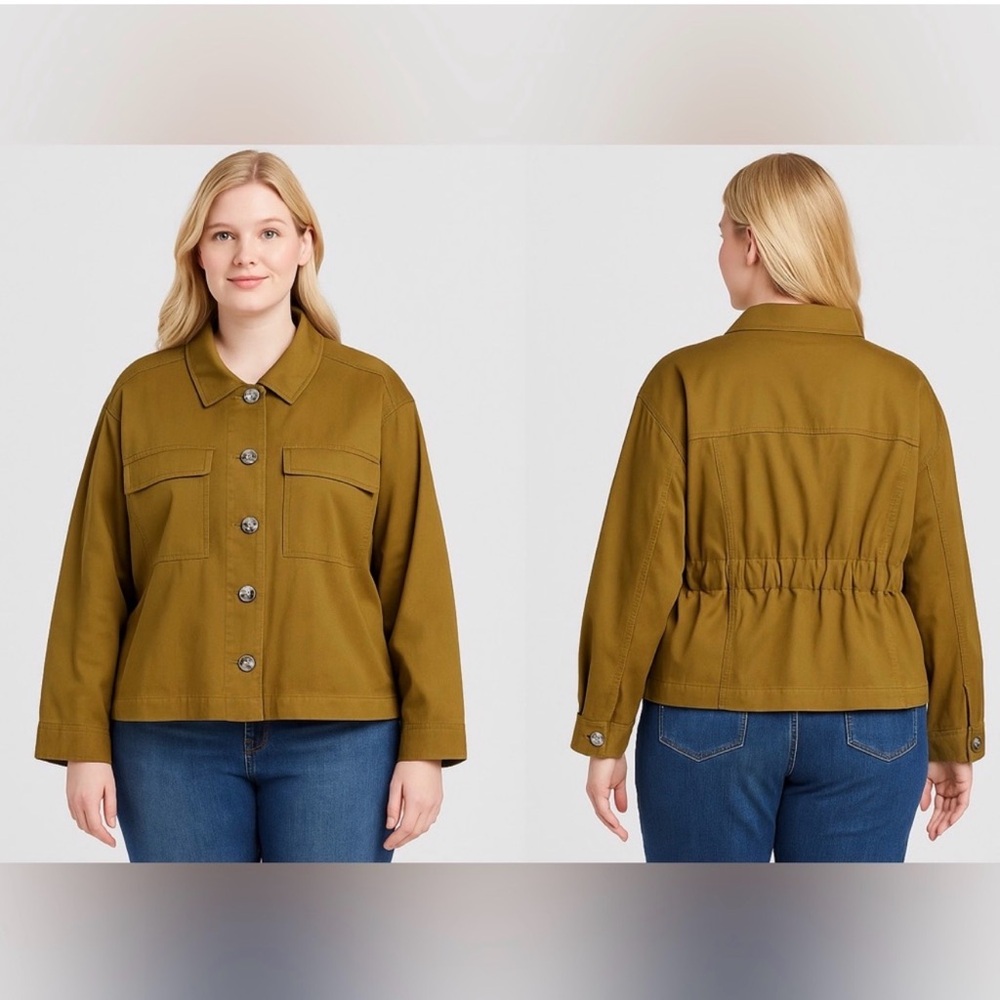 Ava & Viv Olive Green Soft Denim Jacket Sz 2X NWT Jackets Outerwear Office
